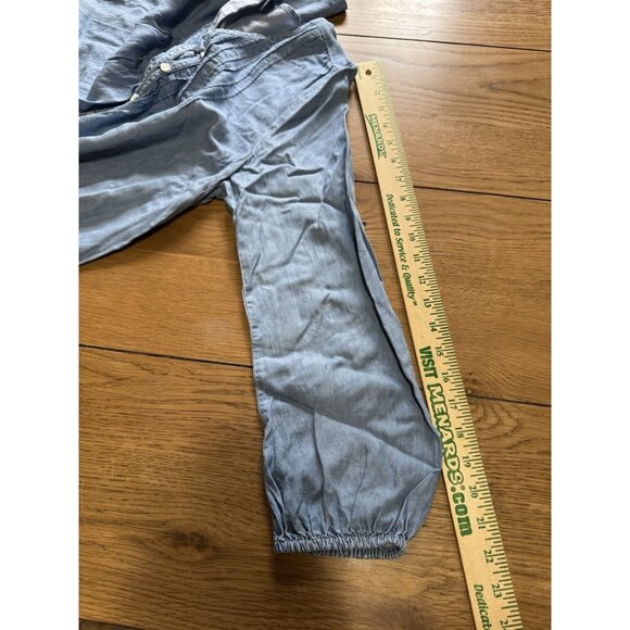 Old Navy Women Dress Size Medium Pleated Button Down Long Sleeve Chambray Blue - Picture 5 of 11